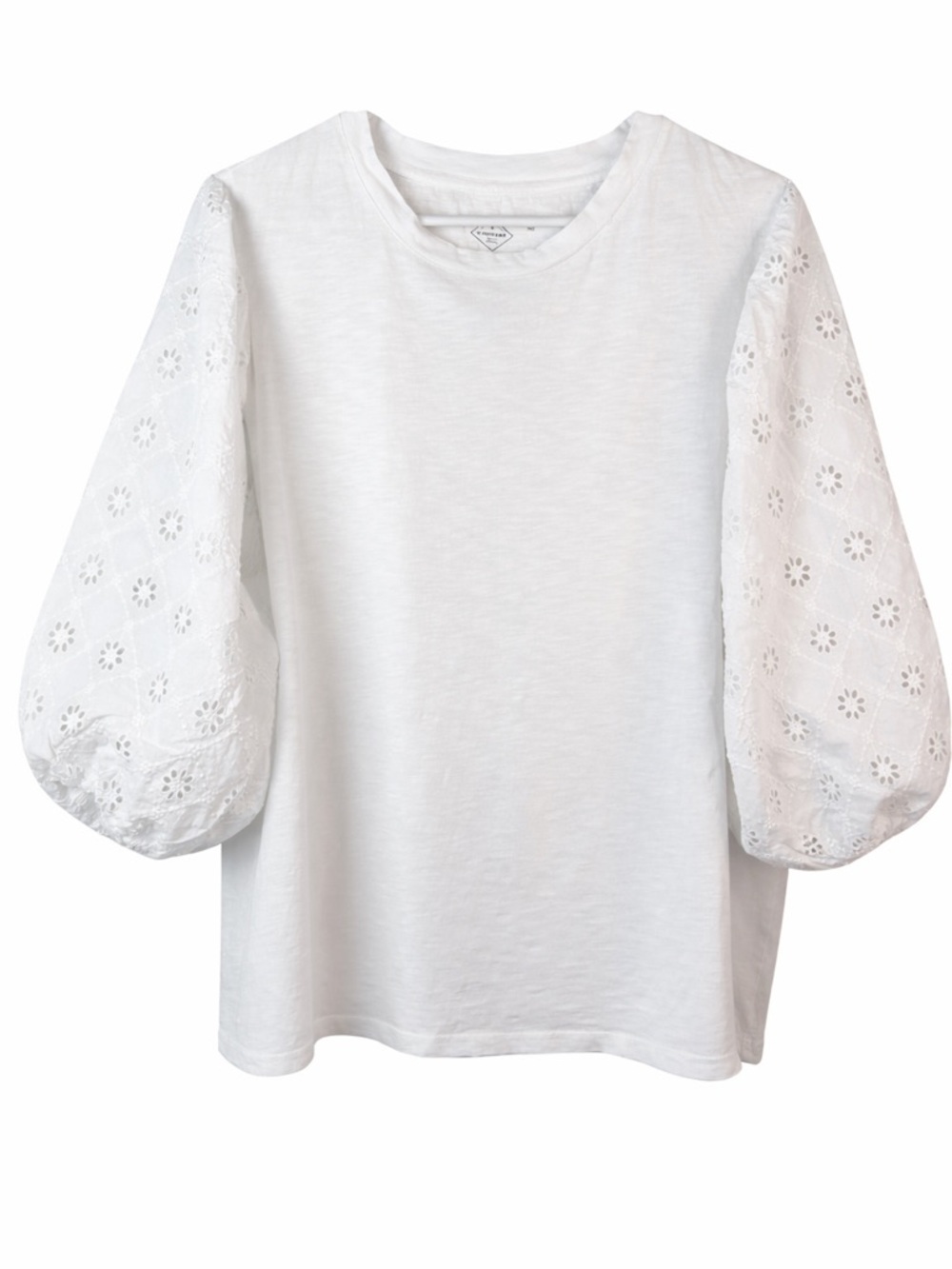 St Johns Bay White Eyelet Puff Sleeve Cotton Top 1X Boho Cottagecore